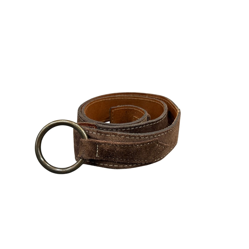 Gap Belt Women Medium Brown Suede O-Ring Buckle Genuine Leather Made in England